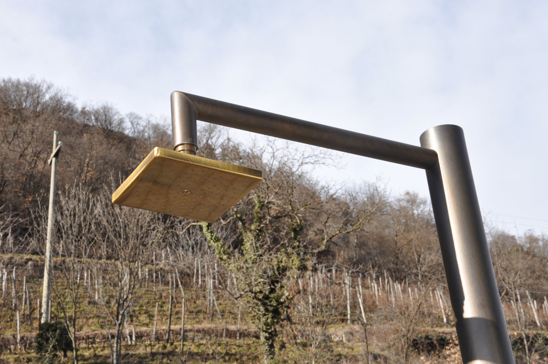 Outdoor shower with hotcold water mixer