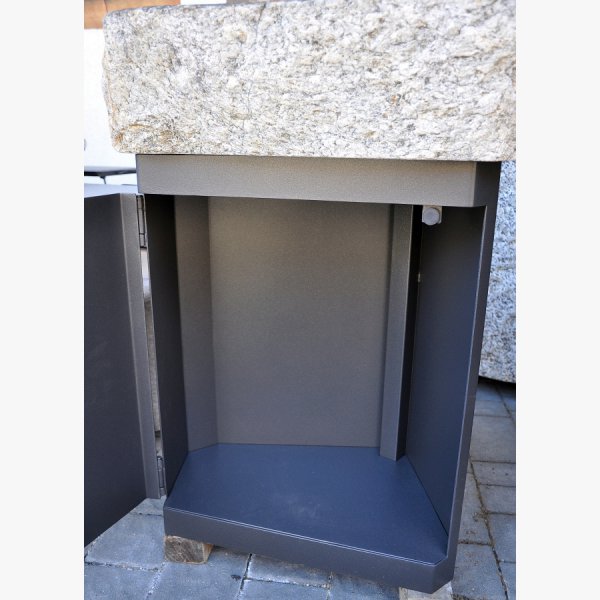 Wash basin made of tonalite from Texel area with steel furniture