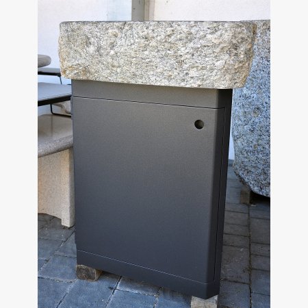 Wash basin made of tonalite from Texel area with steel furniture