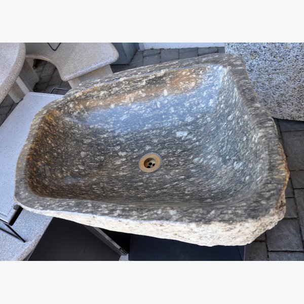 Wash basin made of tonalite from Texel area with steel furniture