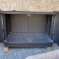 Old, deep feeding trough with steel furniture