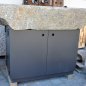 Old, deep feeding trough with steel furniture