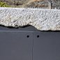 Old, deep feeding trough with steel furniture
