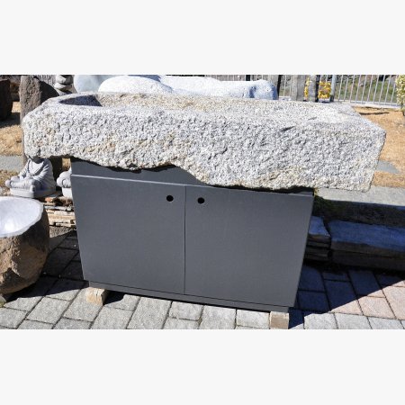 Old, deep feeding trough with steel furniture
