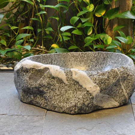 Granite washbasin with quartz insert