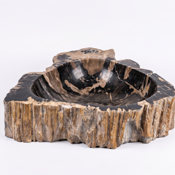 Versteinertes Holz Naturstein Waschbecken schwarz braun