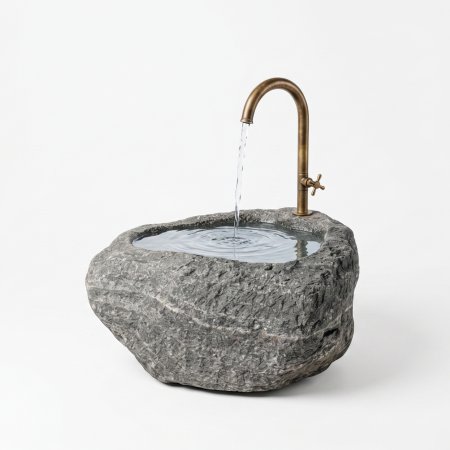 Handgefertigter Unikat-Natursteinbrunnen aus einem echten Steinmetz-Findling
