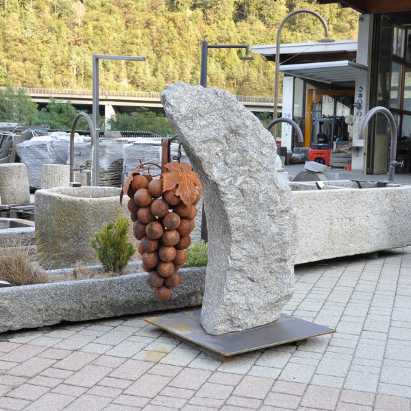 Grappolo d’uva fissato su un masso di gneiss della Val Passiria