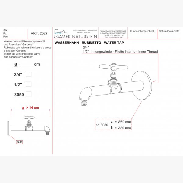Wasserhahn 1/2"-3/4"