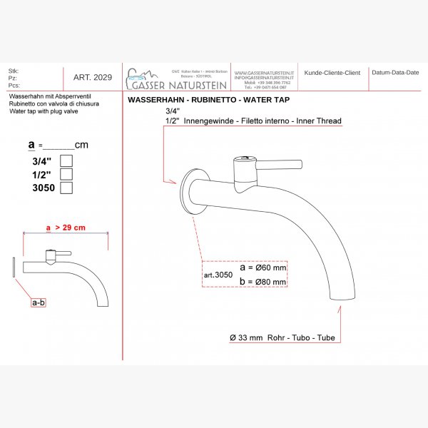 Water tap 1/2"-3/4"