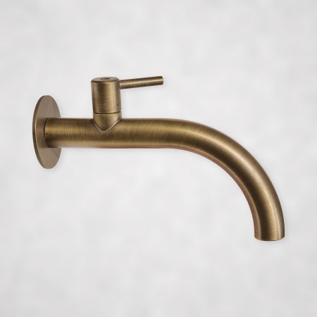 Messing-Wasserhahn mit Absperrventil als Wasserauslauf für Natursteinbrunnen und Gartenbrunnen