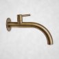 Brass water tap with shut-off valve as a water spout for natural stone and garden fountains