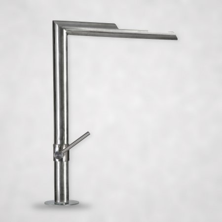 Wasserhahn für Brunnenrand, Gartenmauer oder Steinsäule – Edelstahl, mit offenem Wasserlauf