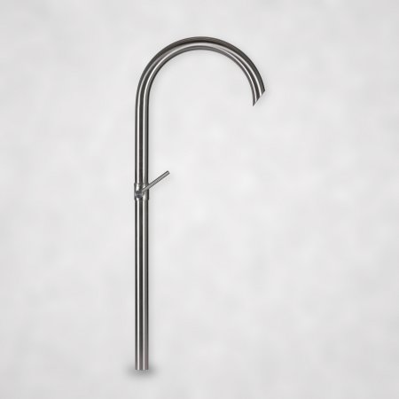 Brunnen-Wasserhahn aus Edelstahl mit Absperrventil, handgefertigt bei Gasser Naturstein