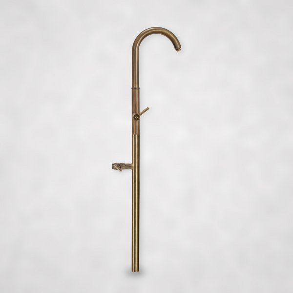 Wasserhahn für Brunnenrand, Gartenmauer oder Steinsäule – Messing, mit Absperrventil