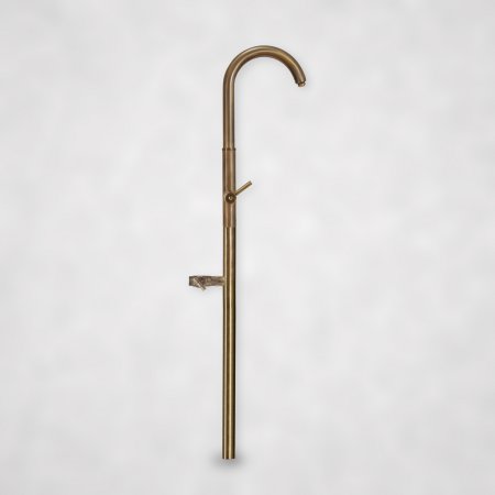 Wasserhahn für Brunnenrand, Gartenmauer oder Steinsäule – Messing, mit Absperrventil